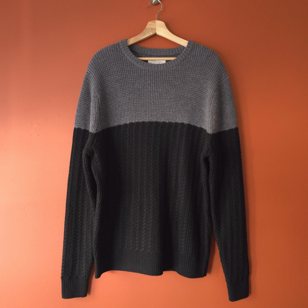 Nordstrom Two-Tone Gray and Black Crewneck Sweater